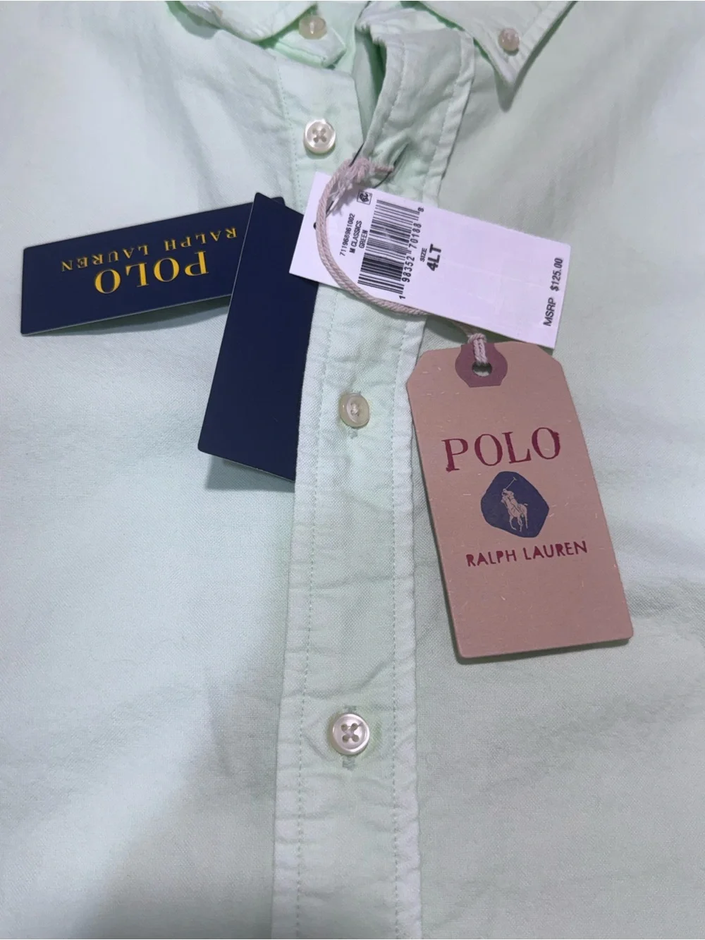 Polo Ralph Lauren Men’s 4XLT Mineral Dyed Mint Green Button Down Shirt NWT $125